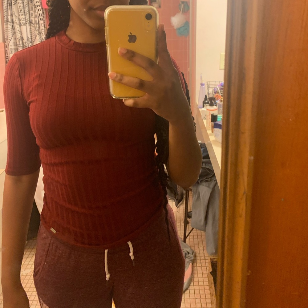 Ribbed Maroon Shirt